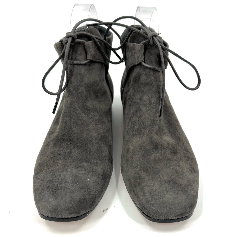 Vince Suede Ankle Boots Womens 6 Gray Lace Up Low Heel Minimalist Booties Luxury - Picture 2 of 9